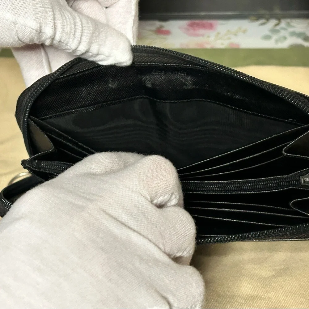 Prada Black Saffiano Leather Zip Wallet